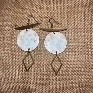 Gold fant (white cheetah print) earrings